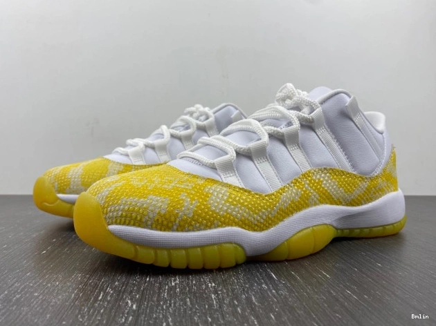 WMNS Yellow Air Jordan 11 AH7860-107 Low Snakeskin 0825